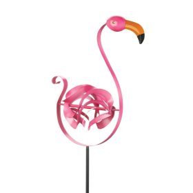 PINK FLAMINGO GARDEN WINDMILL STAKE