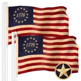 2 Pack Betsy Ross 1776 Tea-Stained Flag 3x5 Ft Embroidered 420D Polyester Historical Flag Embroidered Design Indoor Outdoor Brass Grommets High Q