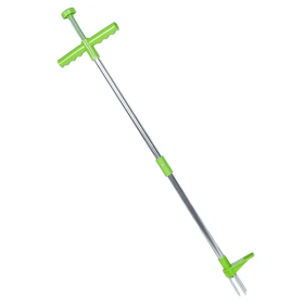 Weed Puller Twister Stand Up Root Removal Hand Tool 3 Claws Aluminum (Color: Silver)