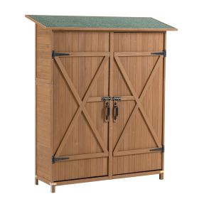 56L X 19.5W X 64H Outdoor Storage Shed With Lockable Door, Wooden Tool Storage Shed W Detachable (Option: Yellow Brown)