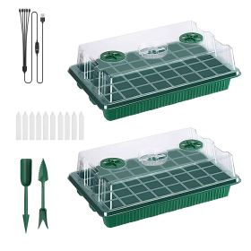 2Pcs 40 Cells Seed Starter Tray Plant Grow Light With 4 Adjustable Brightness Automatic Timing Setting Humidity Dome Plant Germination Garden (Option: 2Pcs)